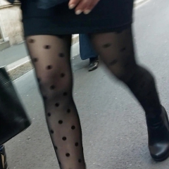 Beauty Legs With Black Stockings Nylon (teen) candid - N