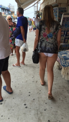 Only in panties and short t-shirt in public - N