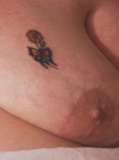 Exposing myself with my new tittie tattoo and lingerie - N