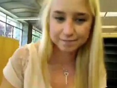 Blonde Student Flashes In Public At A Library