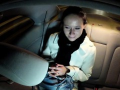 Cheated busty girlfriend fucks in taxi