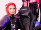 Kinky TGirl in Latex Stroking Her Cock on Webcam 3