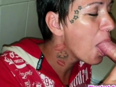 Tattooed Milf Fucks Wild Sexy Cat In The Toilet