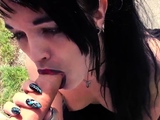 Gothic German babe POV fucked outdoor