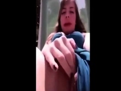 Outdoor masturbation of a naughty amateur girl on a deckchai