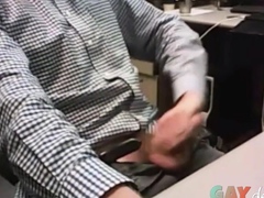 Big-Cocked Dad Strokes at the Office